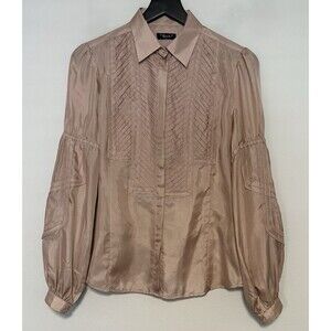 2b RYCH 100% Silk Blouse Sz 0 Blush Pink Puff Sleeve Victorian Coquette